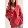 image:imagechouyatou Womens Y2k Floral Patchwork Pullover Hoodies Casual Oversized Sweatshirt Tops Contrast Color Hoodie JacketRed