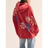 image:imagechouyatou Womens Y2k Floral Patchwork Pullover Hoodies Casual Oversized Sweatshirt Tops Contrast Color Hoodie JacketRed