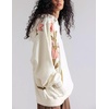 image:imagechouyatou Womens Y2k Floral Patchwork Pullover Hoodies Casual Oversized Sweatshirt Tops Contrast Color Hoodie JacketWhite