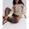 image:imagechouyatou Womens Y2k Floral Patchwork Pullover Hoodies Casual Oversized Sweatshirt Tops Contrast Color Hoodie JacketWhite