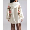 image:imagechouyatou Womens Y2k Floral Patchwork Pullover Hoodies Casual Oversized Sweatshirt Tops Contrast Color Hoodie JacketWhite