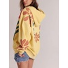 image:imagechouyatou Womens Y2k Floral Patchwork Pullover Hoodies Casual Oversized Sweatshirt Tops Contrast Color Hoodie JacketYellow