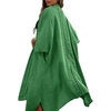image:imagechouyatou Womens Boho Crochet Eyelet Open Front Irregular Long Cotton Beach Coverup Cardigan Shirt BlousesGreen