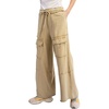 image:imagechouyatou Womens Boyfriend Baggy Cargo Pants Elastic Waist Wide Leg Palazzo Pants with PocketsYellow