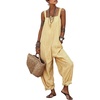 image:imagechouyatou Womens Casual Striped Suspender Strap Overalls Y2k Baggy Wide Leg Jumpsuit Loose Fit Romper Overall PantsYellow