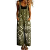 image:imagechouyatou Womens Graffiti Printed Y2K Denim Bib Pants Jumper Button Front Wide Leg Jean Jumpsuit RomperGreen