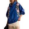 image:imagechouyatou Womens Y2k Floral Patchwork Pullover Hoodies Casual Oversized Sweatshirt Tops Contrast Color Hoodie JacketBlue