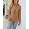 image:imagechouyatou Womens Crewneck Ruffle Flounce Button Down Knitted Sweater Pullovers TopsKhaki