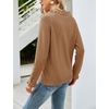 image:imagechouyatou Womens Crewneck Ruffle Flounce Button Down Knitted Sweater Pullovers TopsKhaki