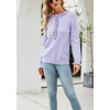 image:imagechouyatou Womens Crewneck Ruffle Flounce Button Down Knitted Sweater Pullovers TopsPurple