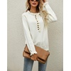 image:imagechouyatou Womens Crewneck Ruffle Flounce Button Down Knitted Sweater Pullovers TopsWhite