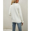 image:imagechouyatou Womens Crewneck Ruffle Flounce Button Down Knitted Sweater Pullovers TopsWhite