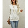 image:imagechouyatou Womens Crewneck Ruffle Flounce Button Down Knitted Sweater Pullovers TopsWhite