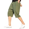 image:imagechouyatou Mens Lightweight Drawstring Waist Linen Capri Pants Beach Harem Shorts Small Army
