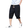 image:imagechouyatou Mens Lightweight Drawstring Waist Linen Capri Pants Beach Harem Shorts XXLarge Black