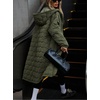 image:imageCHOUYATOU Womens 2026 Winter Lightweight Quilted Puffer Jacket Hooded Midi Long Puffer Coat OvercoatArmy Green