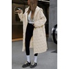 image:imageCHOUYATOU Womens 2026 Winter Lightweight Quilted Puffer Jacket Hooded Midi Long Puffer Coat OvercoatBeige