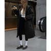 image:imageCHOUYATOU Womens 2026 Winter Lightweight Quilted Puffer Jacket Hooded Midi Long Puffer Coat OvercoatBlack