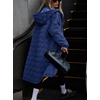 image:imageCHOUYATOU Womens 2026 Winter Lightweight Quilted Puffer Jacket Hooded Midi Long Puffer Coat OvercoatBlue