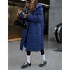 image:imageCHOUYATOU Womens 2026 Winter Lightweight Quilted Puffer Jacket Hooded Midi Long Puffer Coat OvercoatBlue