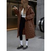 image:imageCHOUYATOU Womens 2026 Winter Lightweight Quilted Puffer Jacket Hooded Midi Long Puffer Coat OvercoatBrown