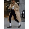image:imageCHOUYATOU Womens 2026 Winter Lightweight Quilted Puffer Jacket Hooded Midi Long Puffer Coat OvercoatKhaki