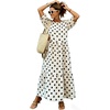 image:imagechouyatou Womens Cute Polka Dot Maxi Dress Casual Loose 34 Sleeve ALine Tiered Long Beach Sun DressBeige