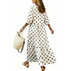 image:imagechouyatou Womens Cute Polka Dot Maxi Dress Casual Loose 34 Sleeve ALine Tiered Long Beach Sun DressBeige