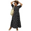 image:imagechouyatou Womens Cute Polka Dot Maxi Dress Casual Loose 34 Sleeve ALine Tiered Long Beach Sun DressBlack