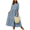 image:imagechouyatou Womens Cute Polka Dot Maxi Dress Casual Loose 34 Sleeve ALine Tiered Long Beach Sun DressBlue