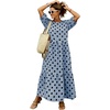 image:imagechouyatou Womens Cute Polka Dot Maxi Dress Casual Loose 34 Sleeve ALine Tiered Long Beach Sun DressBlue