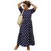image:imagechouyatou Womens Cute Polka Dot Maxi Dress Casual Loose 34 Sleeve ALine Tiered Long Beach Sun DressNavy Blue
