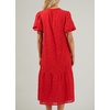 image:imagechouyatou Womens Elegant Lace Eyelet Embroidery Beach Dress VNeck Puff Sleeve Flowy Swing Midi Tunic DressRed