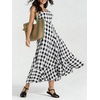 image:imagechouyatou Womens Summer Boho Sleeveless Plaid Gingham Smocked Dress Spaghetti Strap Flowy Maxi SundressBlack