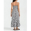image:imagechouyatou Womens Summer Boho Sleeveless Plaid Gingham Smocked Dress Spaghetti Strap Flowy Maxi SundressBlack