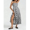 image:imagechouyatou Womens Summer Boho Sleeveless Plaid Gingham Smocked Dress Spaghetti Strap Flowy Maxi SundressBlack