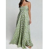 image:imagechouyatou Womens Summer Boho Sleeveless Plaid Gingham Smocked Dress Spaghetti Strap Flowy Maxi SundressGreen