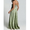 image:imagechouyatou Womens Summer Boho Sleeveless Plaid Gingham Smocked Dress Spaghetti Strap Flowy Maxi SundressGreen