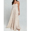 image:imagechouyatou Womens Summer Boho Sleeveless Plaid Gingham Smocked Dress Spaghetti Strap Flowy Maxi SundressKhaki