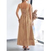 image:imagechouyatou Womens Summer Plaid Smocked Back Dress Spaghetti Strap Swing Flowy Maxi Long Beach DressDark Yellow