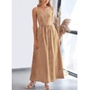 image:imagechouyatou Womens Summer Plaid Smocked Back Dress Spaghetti Strap Swing Flowy Maxi Long Beach DressDark Yellow