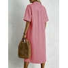 image:imagechouyatou Womens Summer Short Sleeve Gingham Shirt Dress Button Down Casual Loose Plaid Beach Tunic Midi Long DressRed