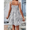 image:imagechouyatou Womens Summer Spaghetti Strap Dress Striped Printed Cute Bowknot Ruffle A Line Midi SundressBlack