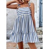image:imagechouyatou Womens Summer Spaghetti Strap Dress Striped Printed Cute Bowknot Ruffle A Line Midi SundressBlue