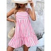 image:imagechouyatou Womens Summer Spaghetti Strap Dress Striped Printed Cute Bowknot Ruffle A Line Midi SundressPink