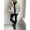image:imagechouyatou Womens Warm Fall Winter Heart Print Fleece Sherpa Jacket Stand Collar Zip Up Teddy Faux Fur CoatBeige