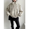 image:imagechouyatou Womens Warm Fall Winter Heart Print Fleece Sherpa Jacket Stand Collar Zip Up Teddy Faux Fur CoatBeige