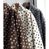 image:imagechouyatou Womens Warm Fall Winter Heart Print Fleece Sherpa Jacket Stand Collar Zip Up Teddy Faux Fur CoatCoffe