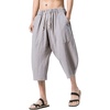 image:imagechouyatou Mens Loose Fit Comfy Linen Pull On Baggy Capri Harem Pants Large Grey