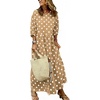 image:imagechouyatou Womens Cute Polka Dot Maxi Dress Casual Loose 34 Sleeve ALine Tiered Long Beach Sun DressKhaki